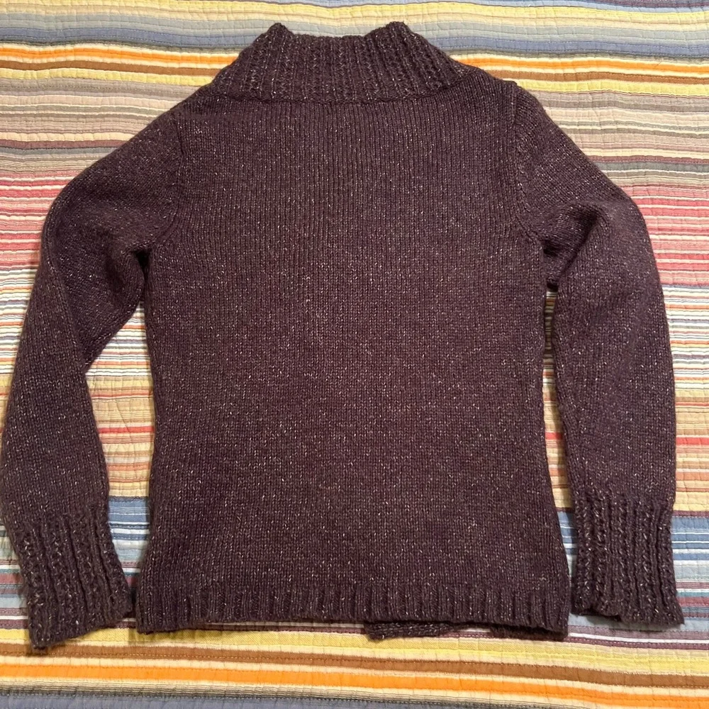 Royal Robbins Women's Cardigan Wool‎ Purple Sparkle Knit Button Front Size S